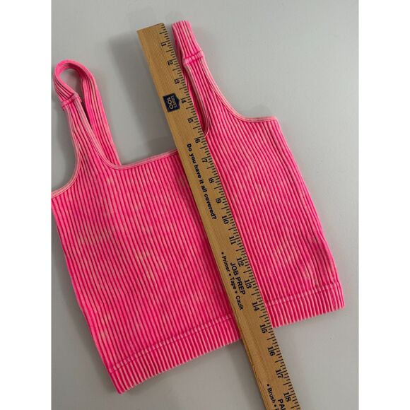 Zenana Women's Hot Pink Ribbed Tank Top Shelf Bra Removable Pads Size S / M - Picture 8 of 9
